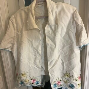 Studio I Women's Floral Embroidered Blazer - Cream